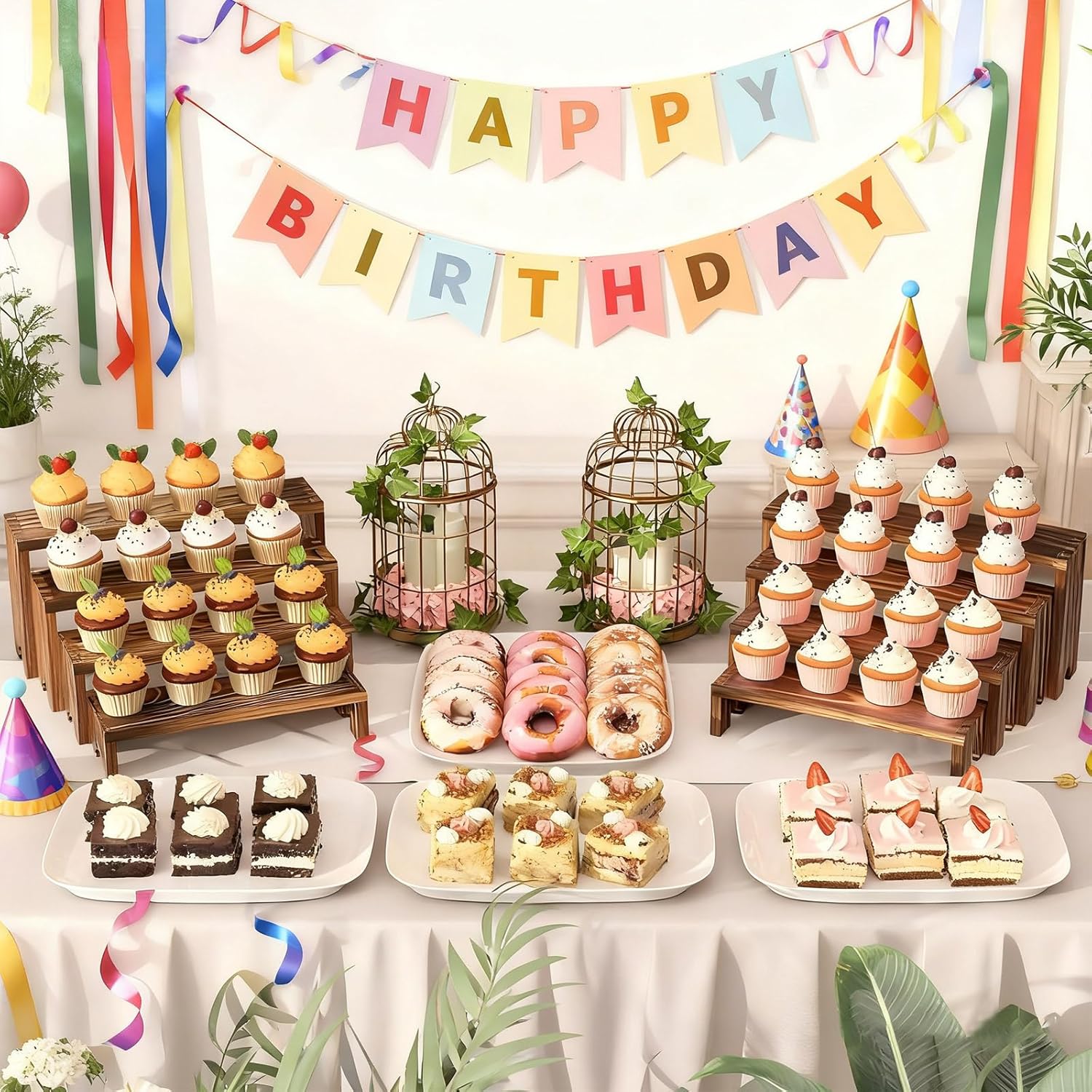 2 Tier Wooden Cupcake Stand Se - Display Risers Set 리뷰 및 가격