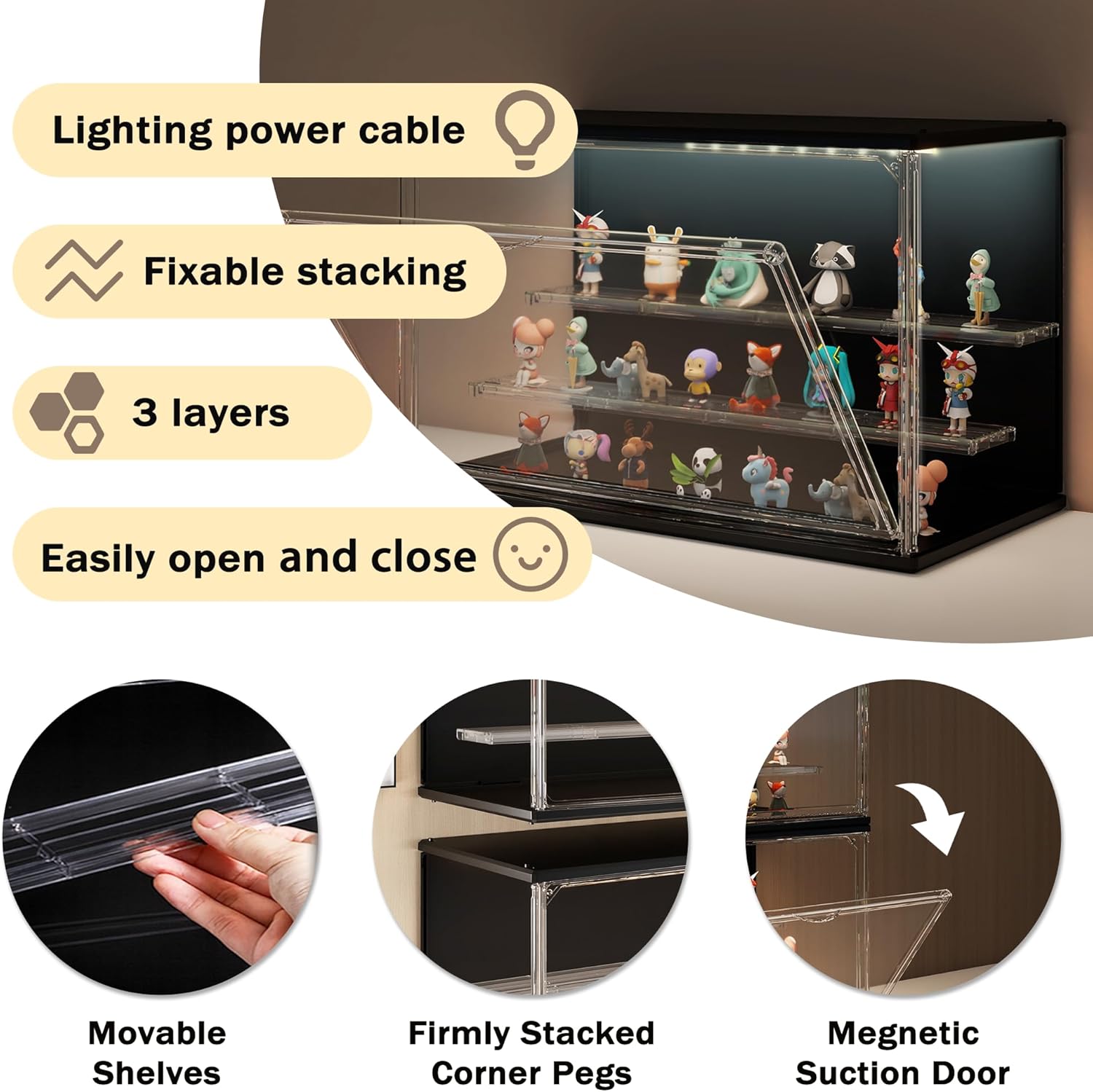 3-Tier Stackable LED Display C - Display Case Acrylic 리뷰 및 가격